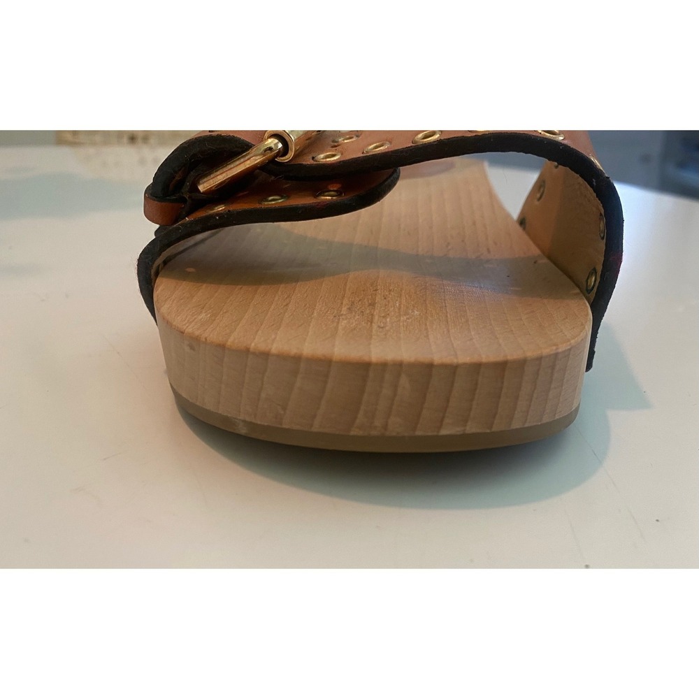 Isabel Marant Jaso Slide Sandal 40 Tan Leather Wood Studded Designer Luxury Boho - Picture 14 of 14